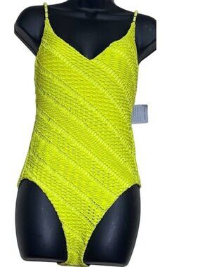 NWT SEAFOLLY Marrakesh V Neck One Piece SWIMSUIT Size US 8 Wild Lime